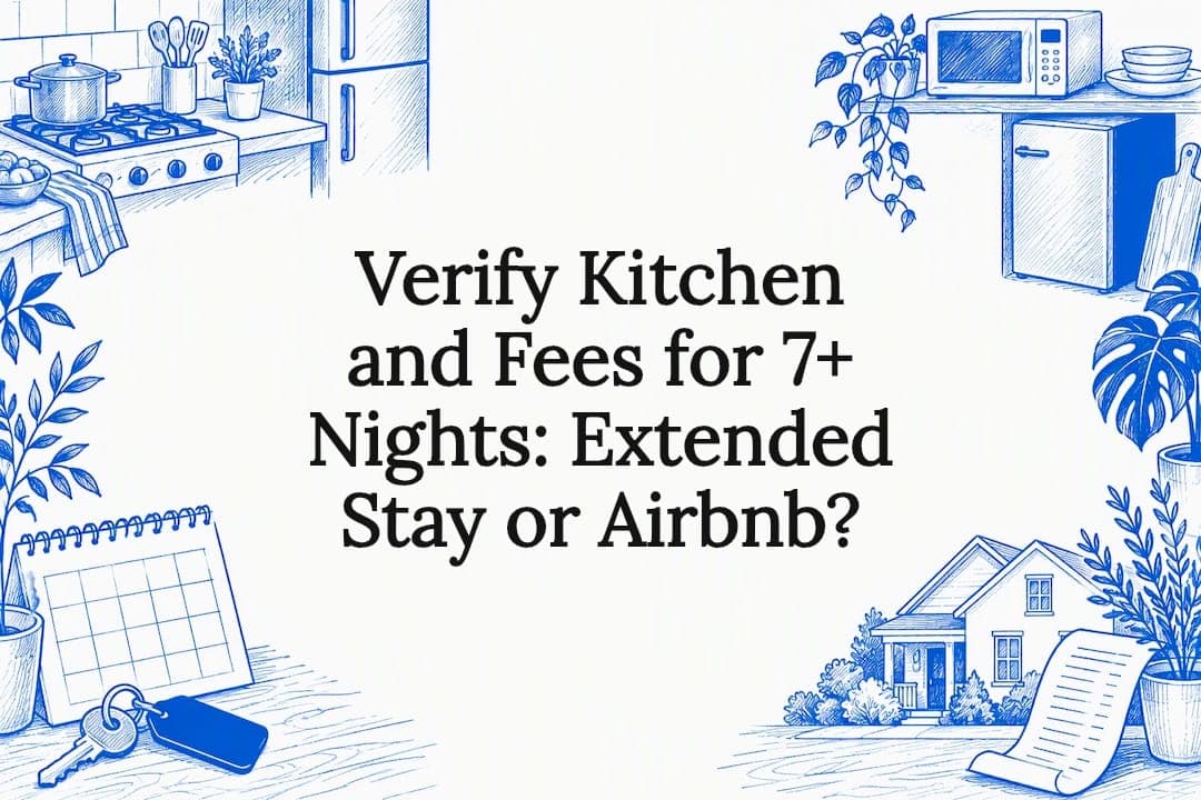 Verify Kitchen and Fees for 7+ Nights: Extended Stay or Airbnb?